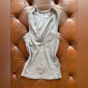 We The Free Light Grey V-Neck Knit Tank